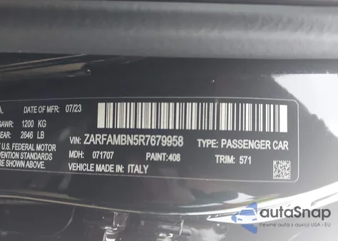 2024 Alfa Romeo Giulia Ti Rwd из США, поврежденный, VIN ZARFAMBN5R7679958